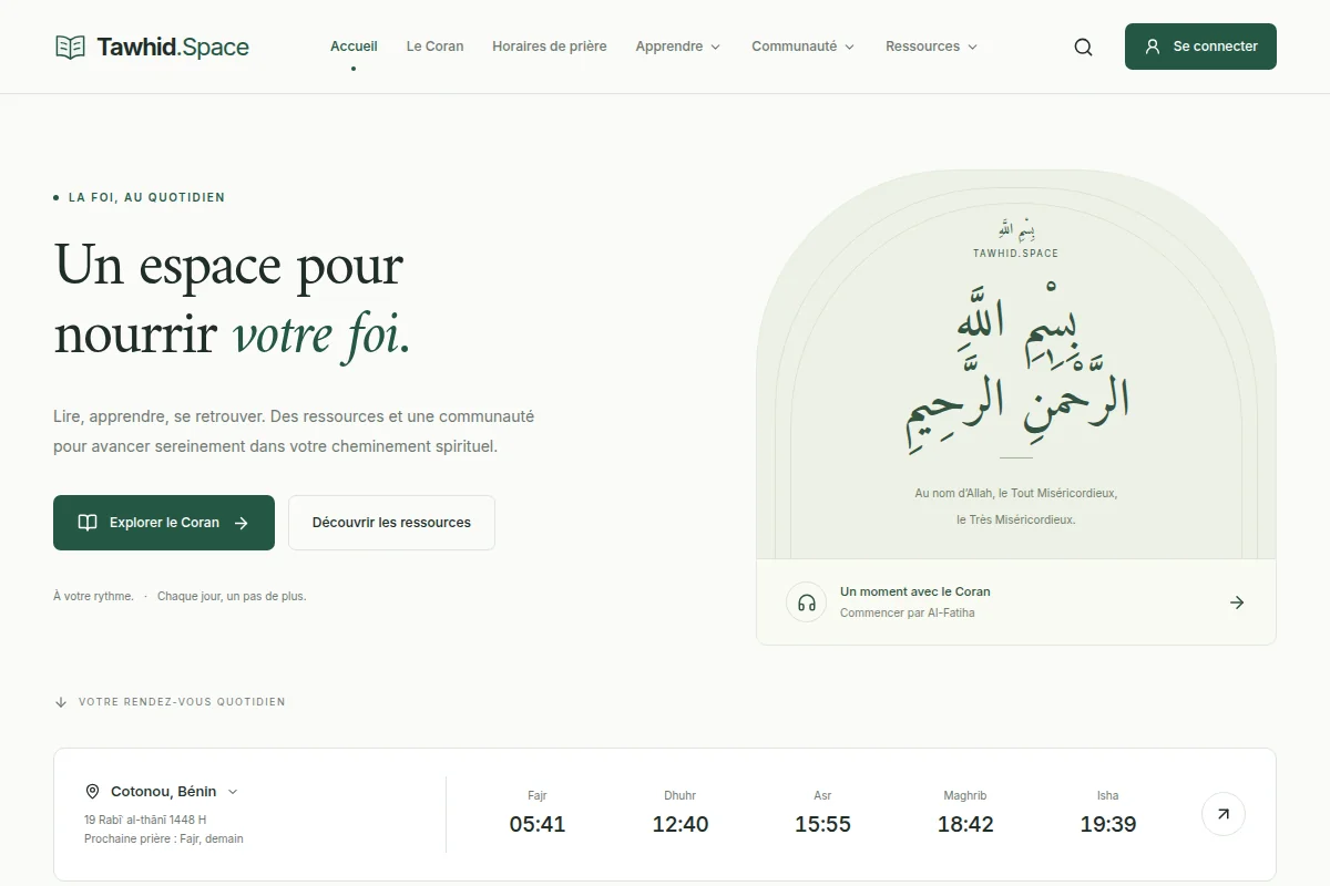 Aperçu du site Tawhid.Space